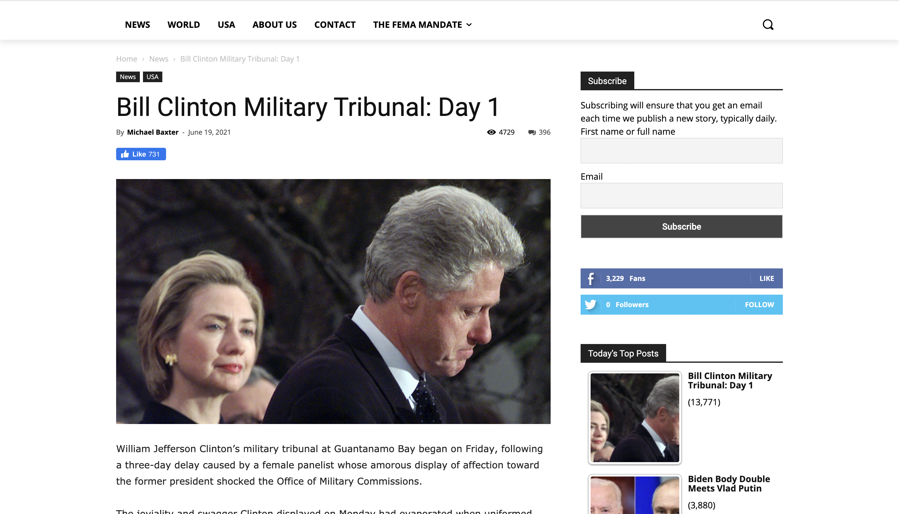 Fact Check Bill Clinton Is NOT Facing A Military Tribunal At